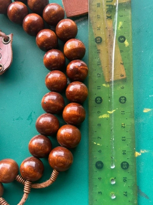 Large wooden and leather monk's rosary or prayer beads – photo 6